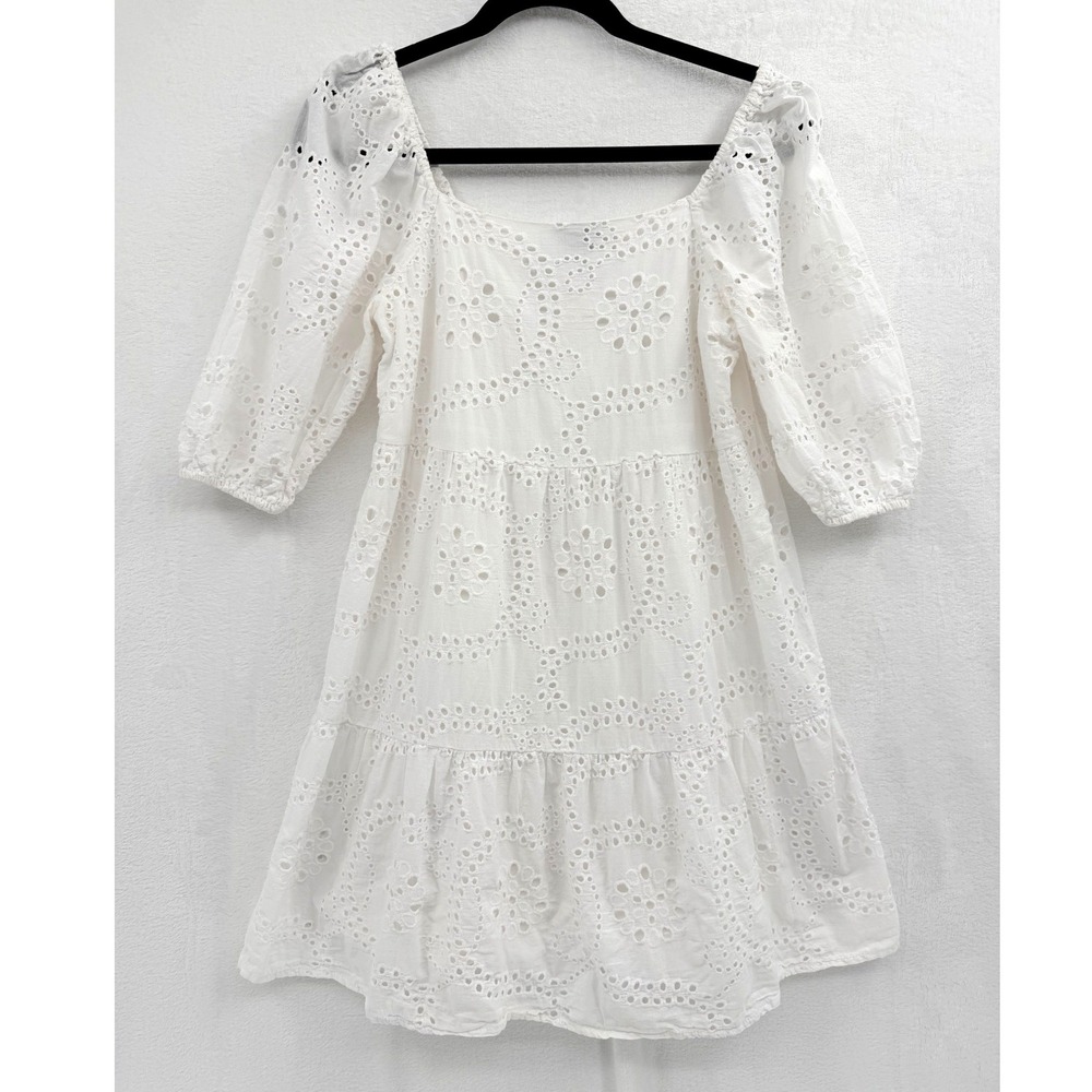 Sanctuary Weekender Eyelet Baby Doll Dress XS White Cotton‎ Cottage Graduation